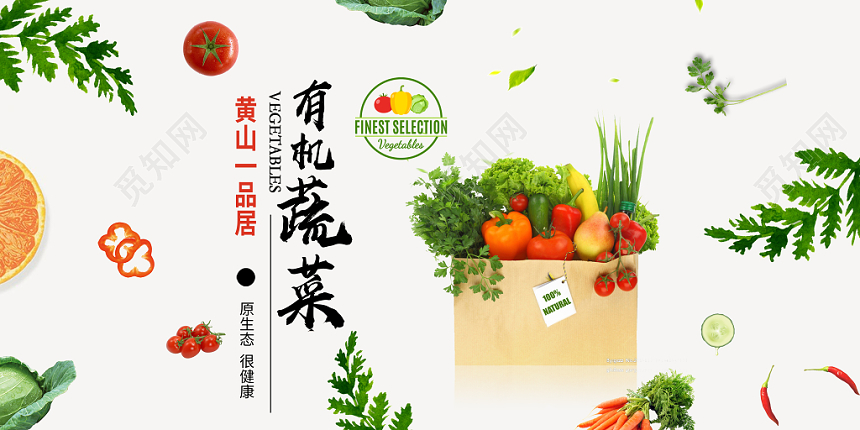 有机蔬菜，绿色生活——简约食品生鲜超市农产品展板设计